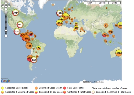 World Flu Map (Google map)